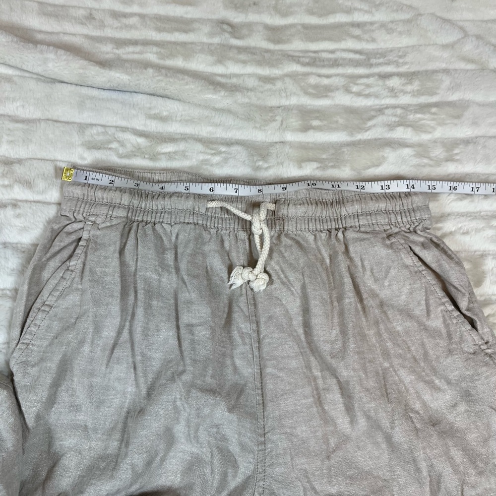 Tahari M Linen Blend Sand Beige Wide Leg Beach Resort Minimal Pull On Pants City - Picture 4 of 9